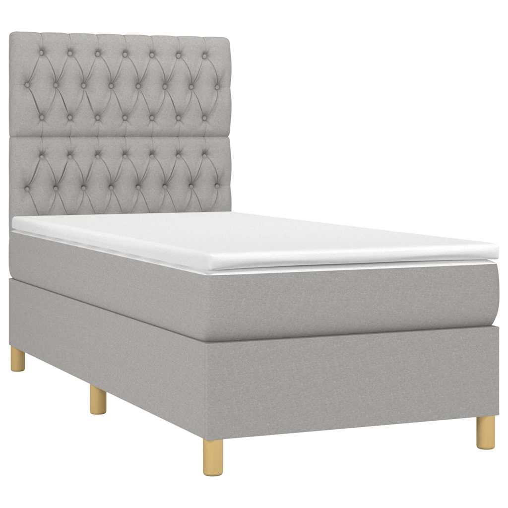 Sommier à lattes de lit et matelas et LED Gris clair 90x190cm
