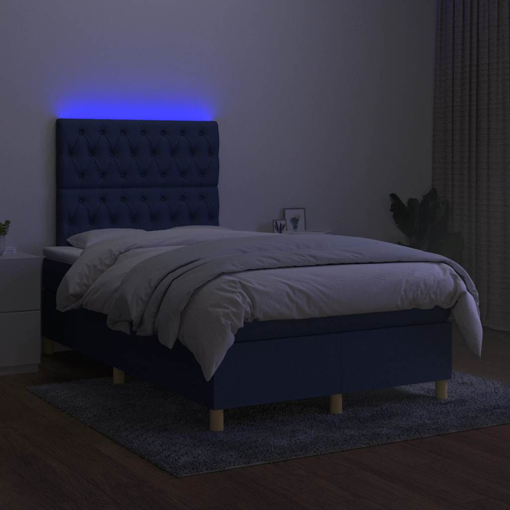 Sommier à lattes de lit et matelas et LED Noir 120x200 cm Tissu - XIOS