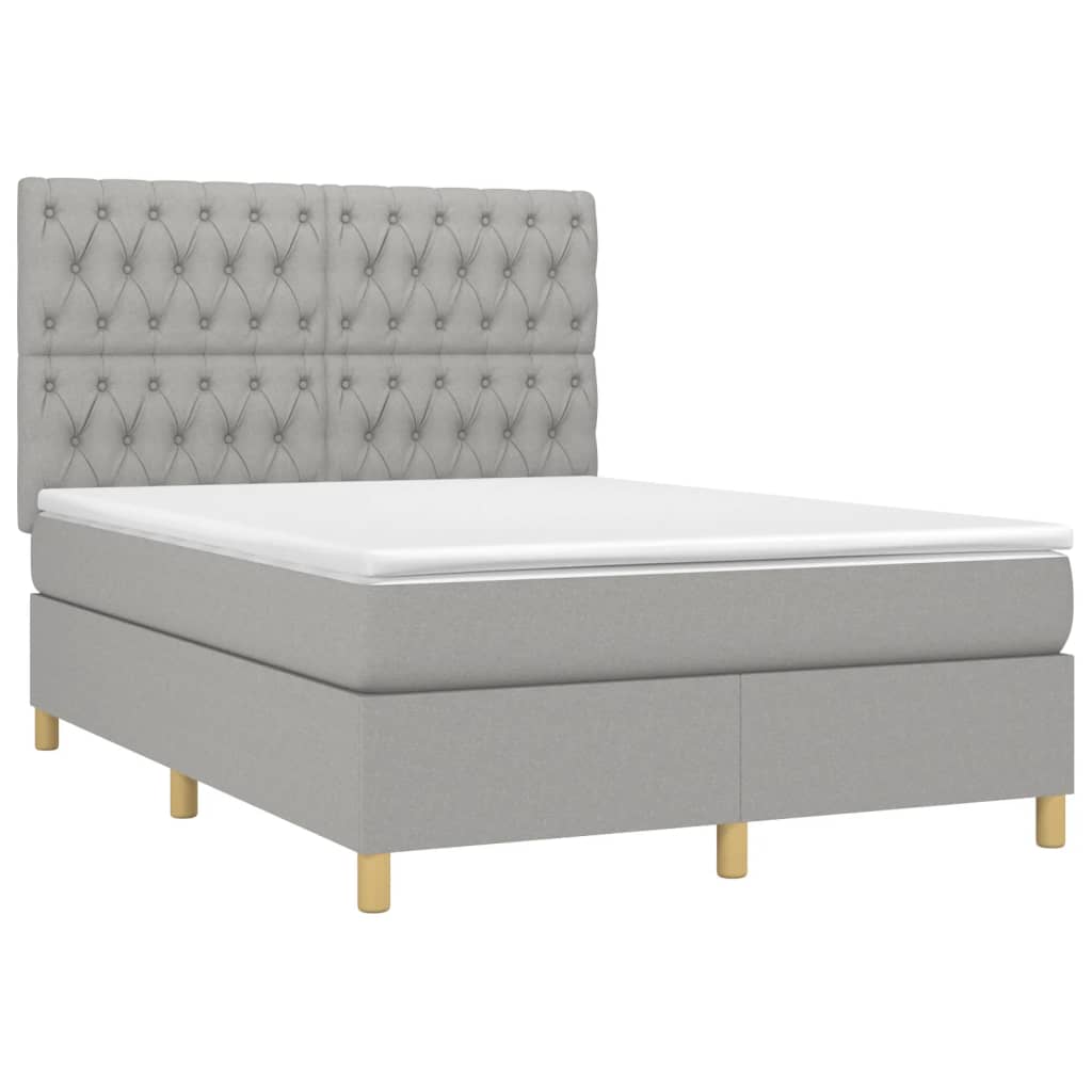 Sommier à lattes de lit et matelas et LED Gris clair 140x190 cm - XIOS
