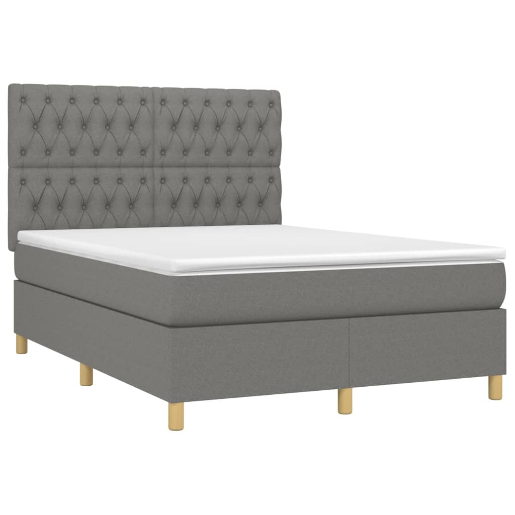 Sommier à lattes de lit et matelas et LED Gris foncé 140x190 cm - XIOS