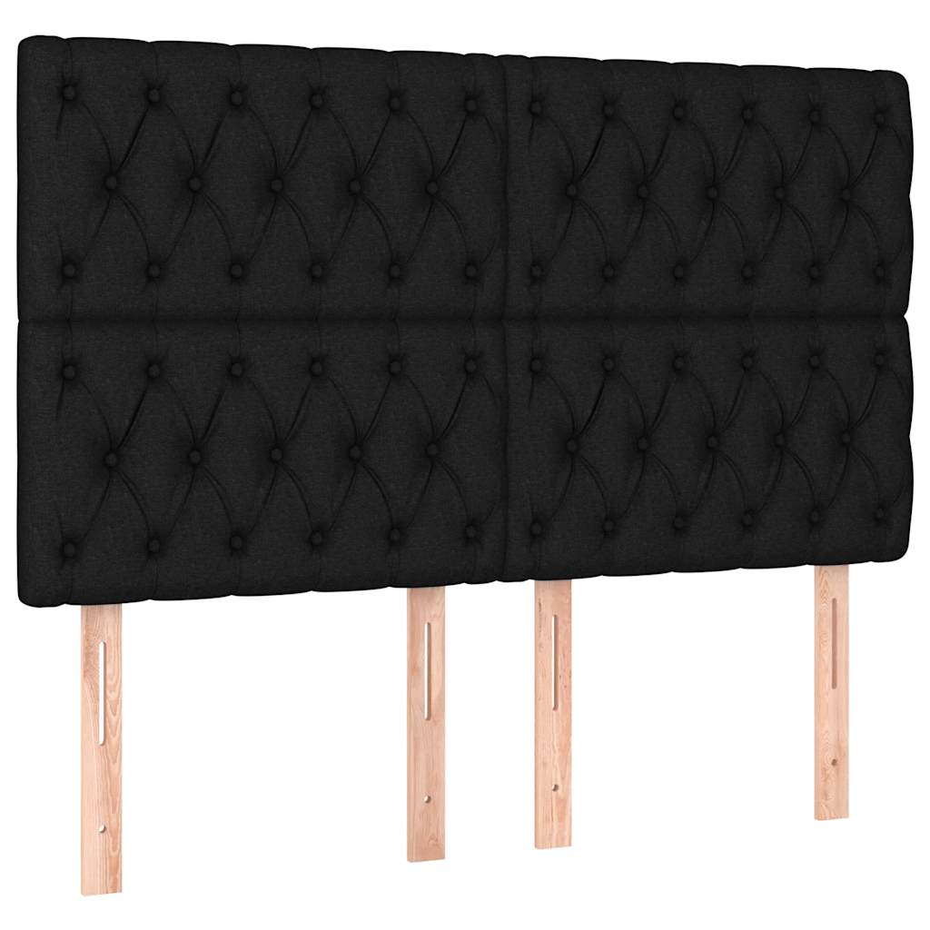 Sommier à lattes de lit et matelas et LED Noir 140x190 cm Tissu - XIOS
