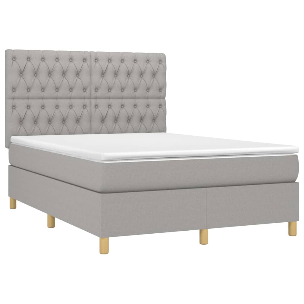 Sommier à lattes de lit et matelas et LED Gris clair 140x200 cm - XIOS