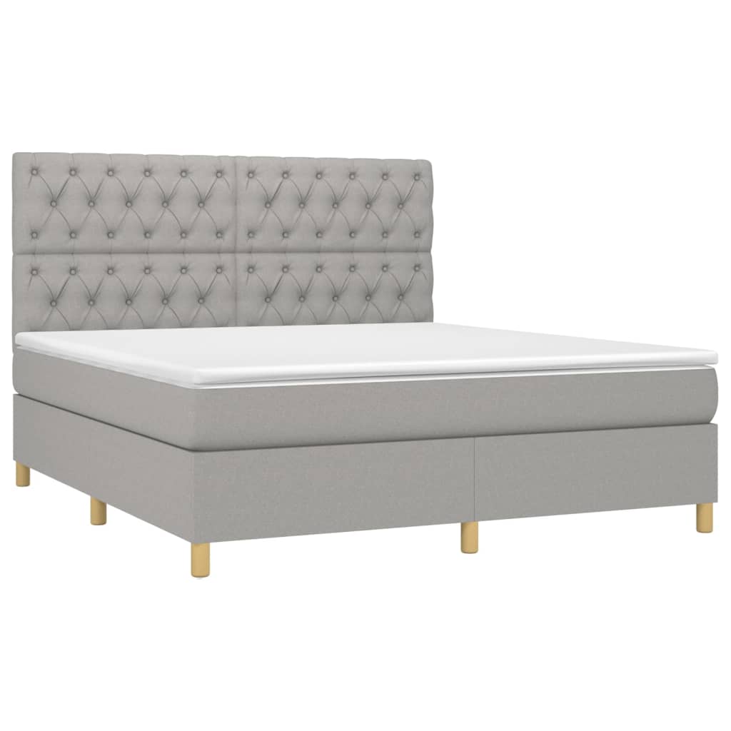 Sommier à lattes de lit matelas et LED Gris clair 160x200 cm - XIOS