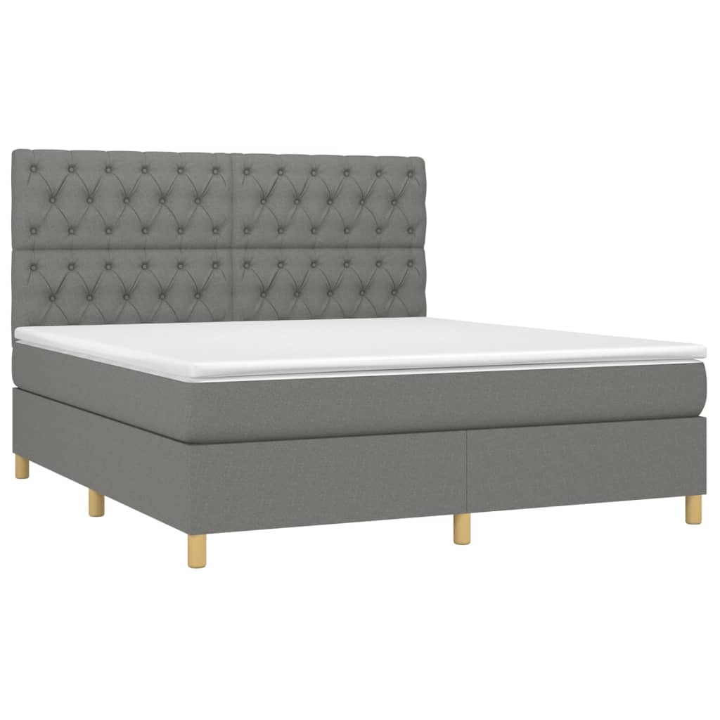 Sommier à lattes de lit et matelas et LED Gris foncé 160x200 cm - XIOS