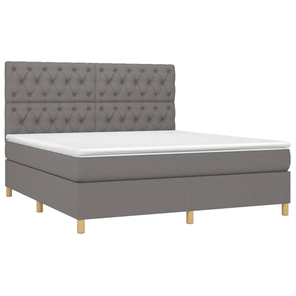 Sommier à lattes de lit et matelas et LED Gris foncé 160x200 cm