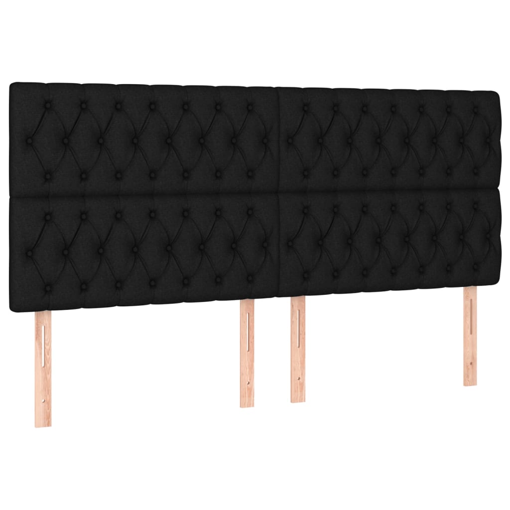 Sommier à lattes de lit et matelas et LED Noir 200x200 cm Tissu - XIOS