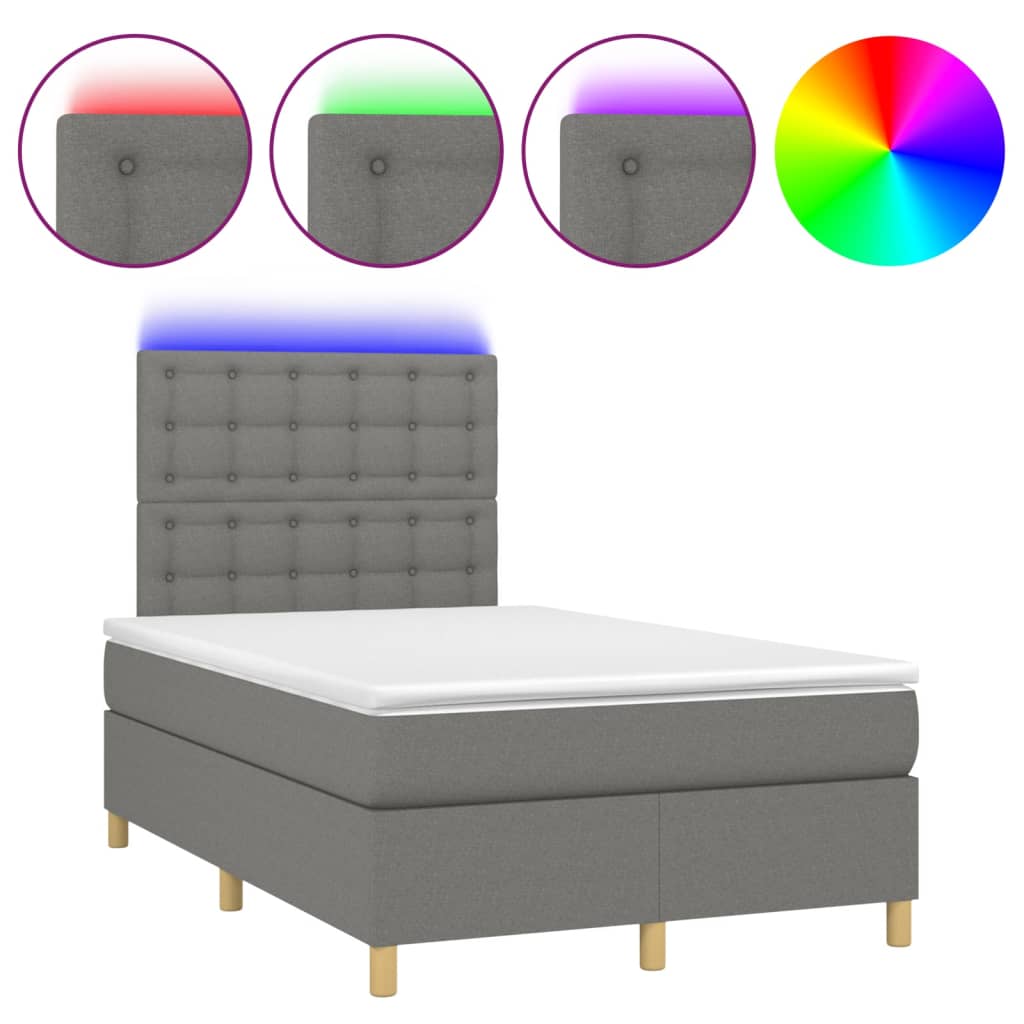 Sommier à lattes de lit et matelas et LED Gris foncé 120x200 cm - XIOS