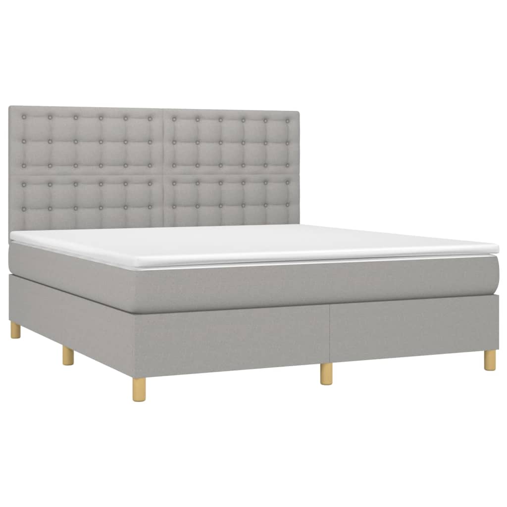 Sommier à lattes de lit matelas et LED Gris clair 160x200 cm - XIOS
