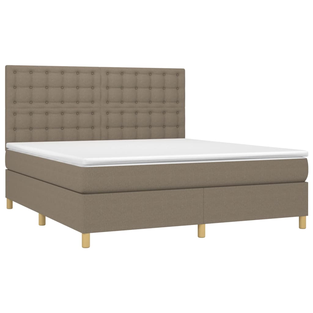 Sommier à lattes de lit et matelas et LED Taupe 160x200cm Tissu - XIOS