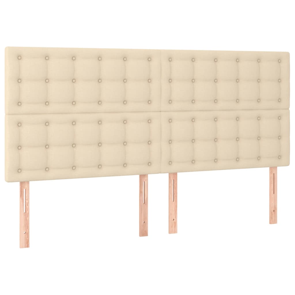 Sommier à lattes de lit et matelas et LED Crème 160x200cm Tissu - XIOS