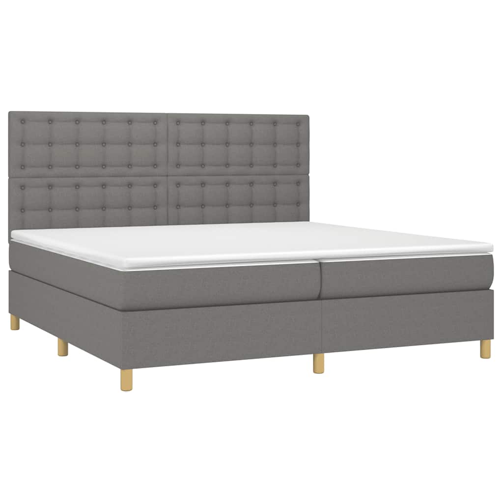 Sommier à lattes de lit et matelas et LED Gris foncé 200x200 cm - XIOS