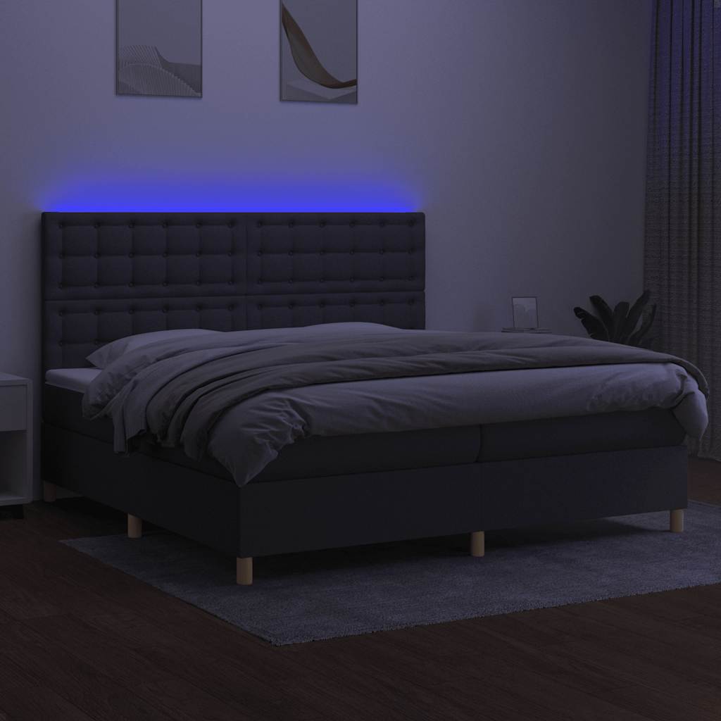 Sommier à lattes de lit et matelas et LED Gris foncé 200x200 cm - XIOS