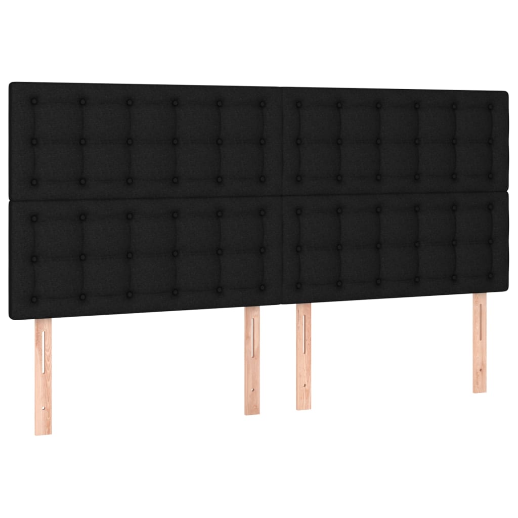 Sommier à lattes de lit et matelas et LED Noir 200x200 cm Tissu - XIOS