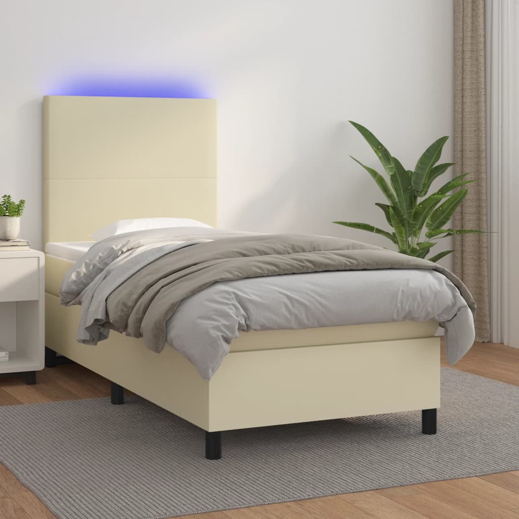 Sommier à lattes de lit avec matelas et LED Crème 80x200cm - XIOS
