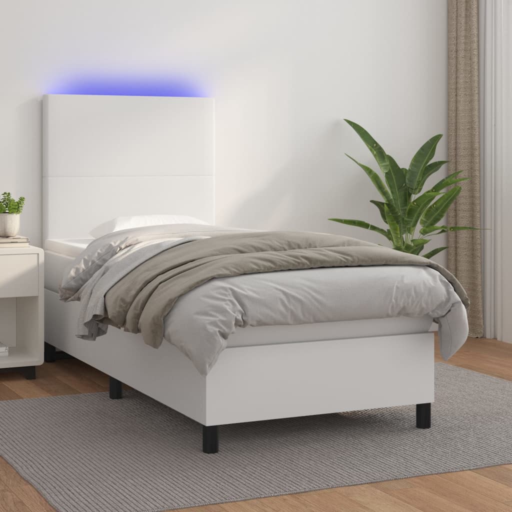 Sommier à lattes de lit avec matelas et LED Blanc 90x190 cm - XIOS