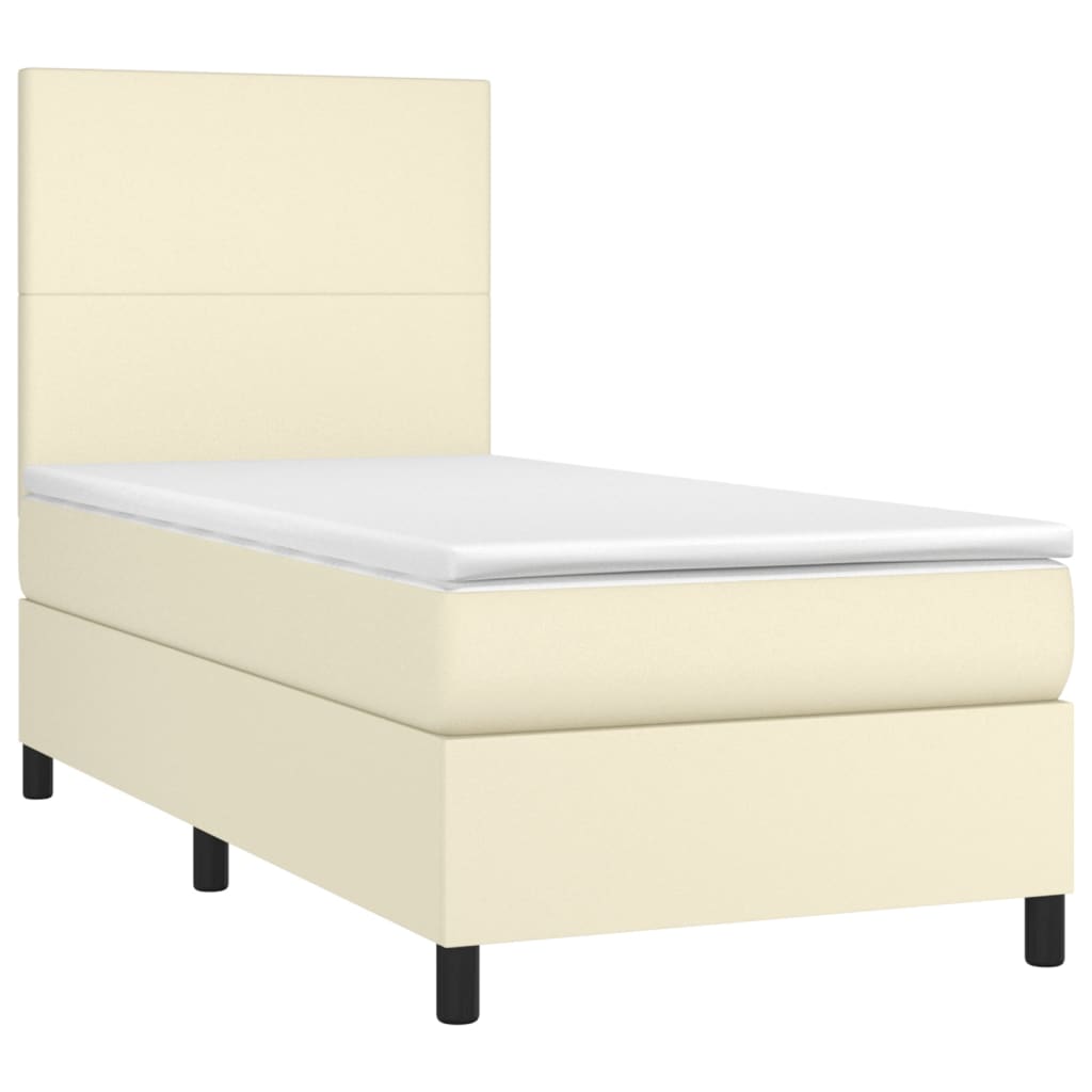 Sommier à lattes de lit avec matelas et LED Crème 90x190 cm - XIOS