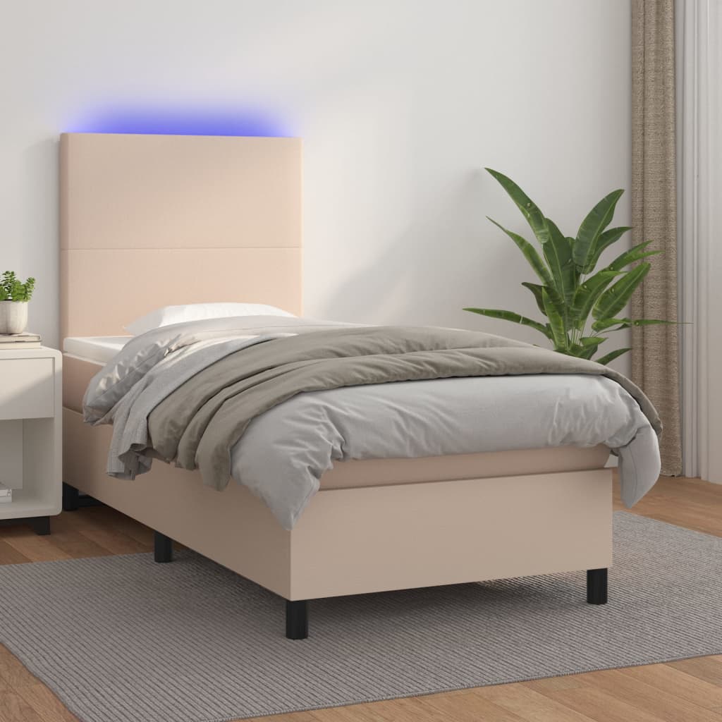Sommier à lattes de lit avec matelas et LED Cappuccino 90x200cm - XIOS