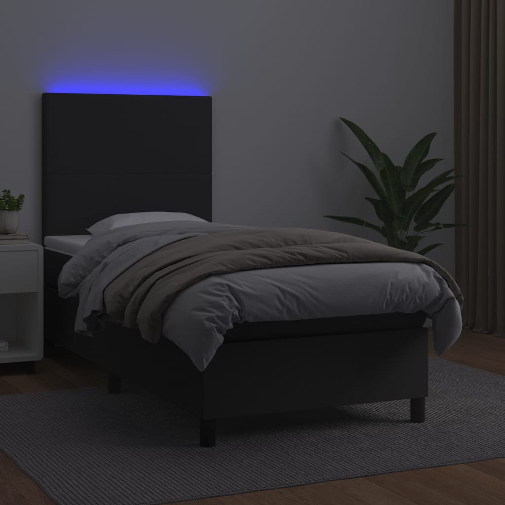Sommier à lattes de lit avec matelas et LED Noir 100x200 cm - XIOS