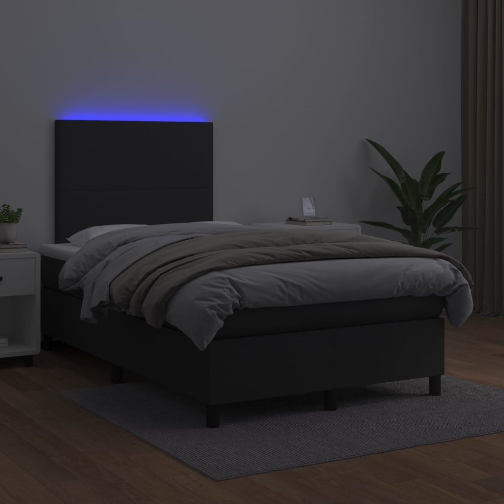 Sommier à lattes de lit avec matelas et LED Noir 120x200 cm