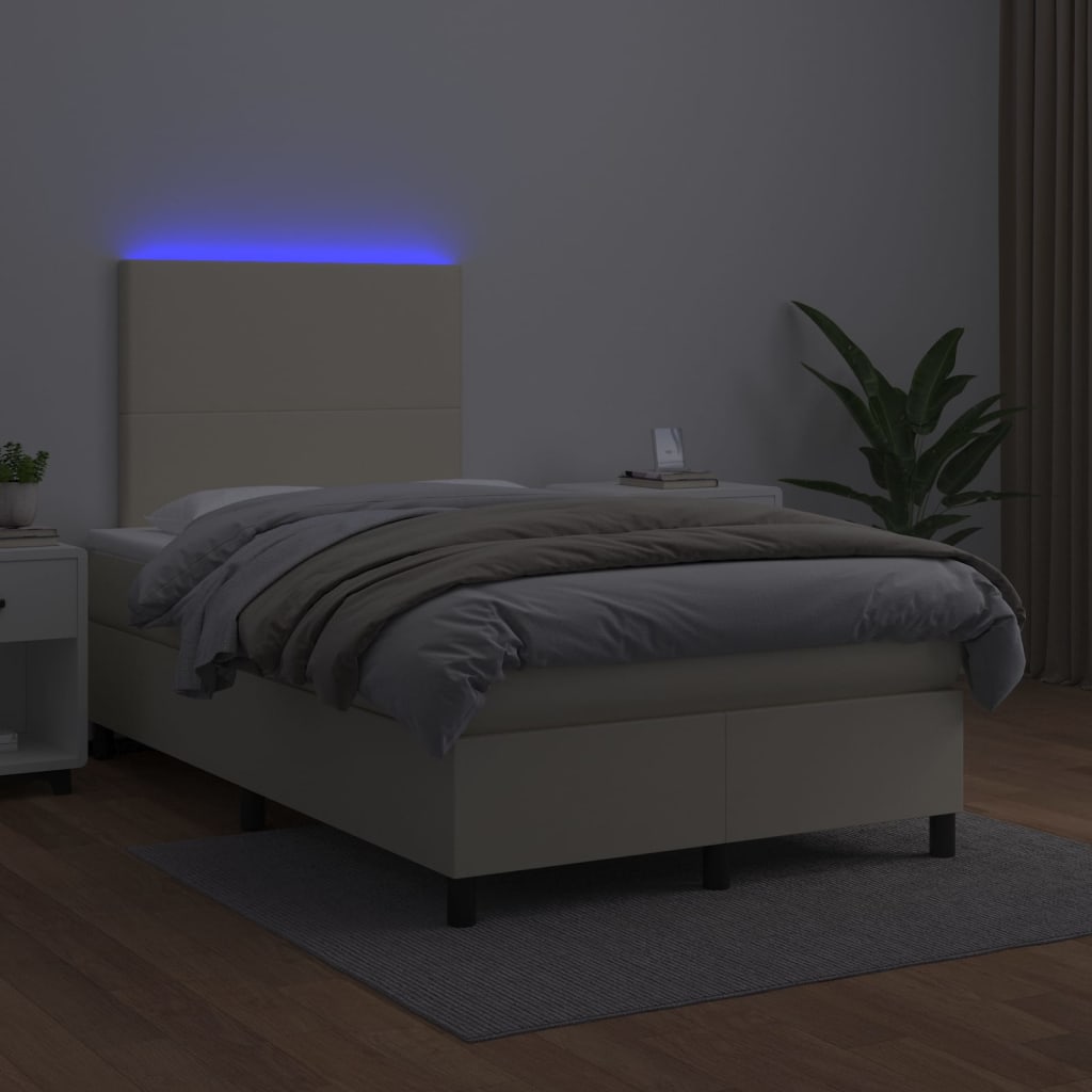 Sommier à lattes de lit avec matelas et LED Crème 120x200 cm - XIOS