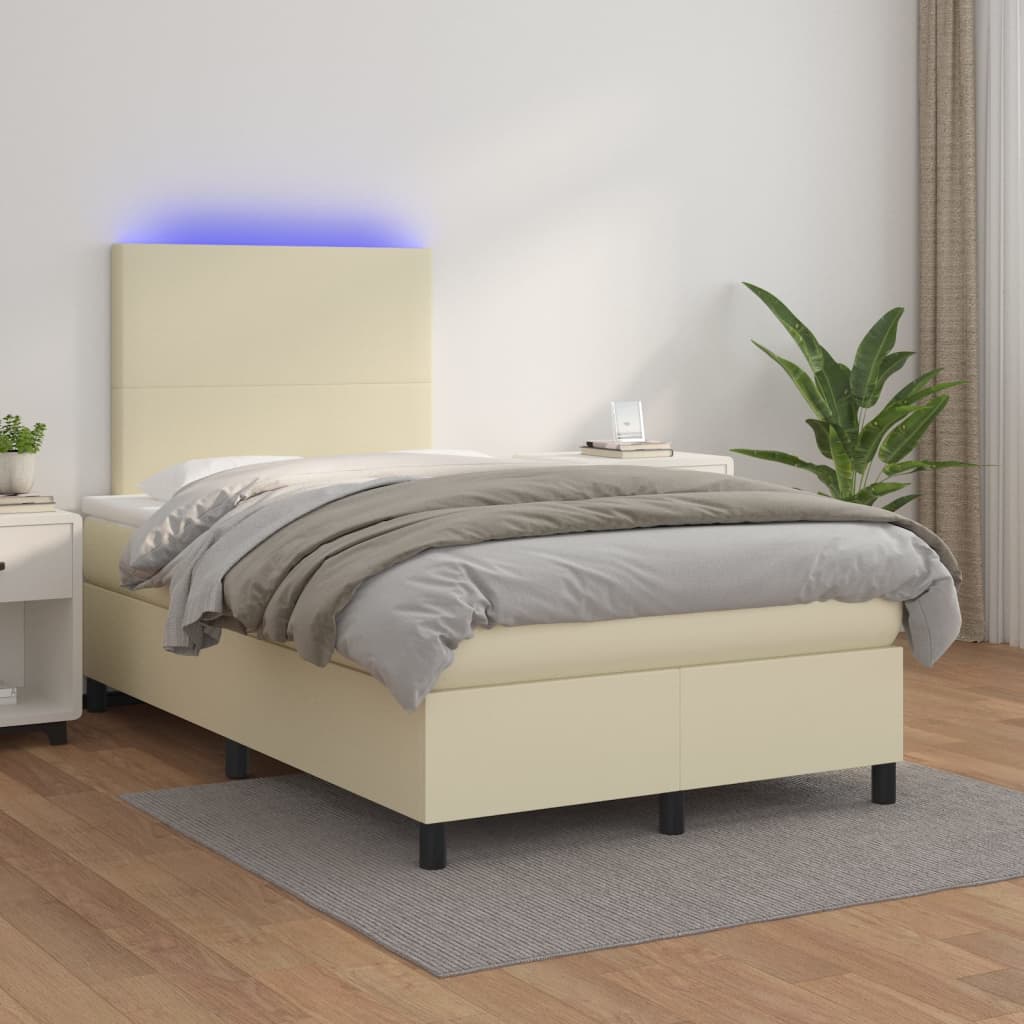 Sommier à lattes de lit avec matelas et LED Crème 120x200 cm - XIOS