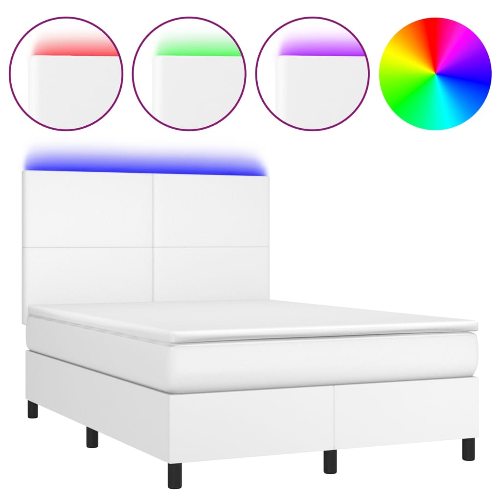 Sommier à lattes de lit avec matelas et LED Blanc 140x190 cm - XIOS