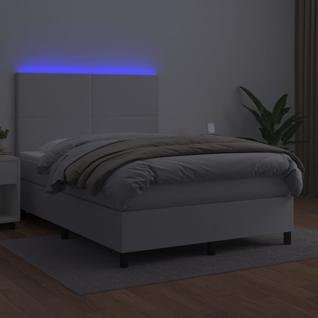 Sommier à lattes de lit avec matelas et LED Blanc 140x190 cm - XIOS