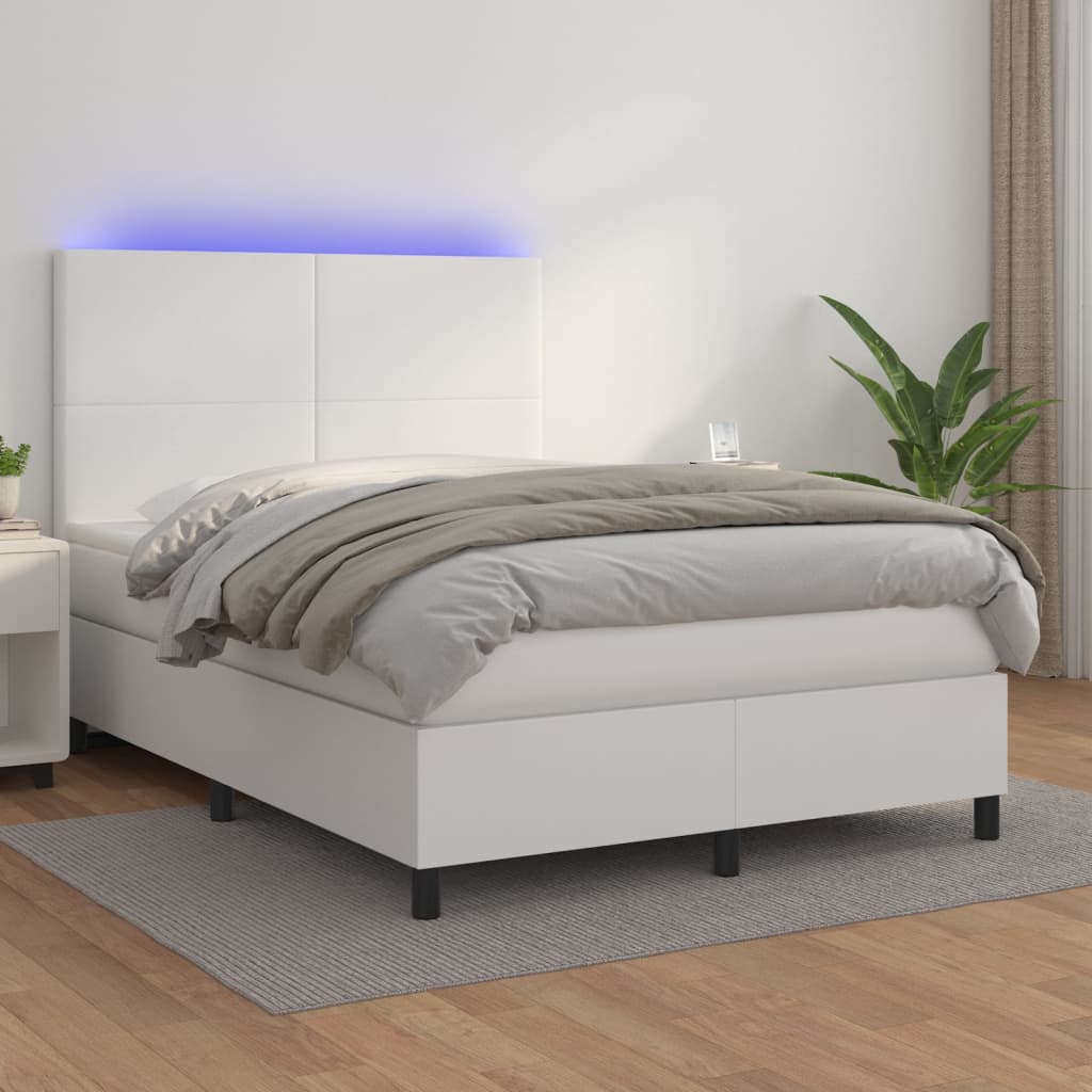 Sommier à lattes de lit avec matelas et LED Blanc 140x190 cm - XIOS