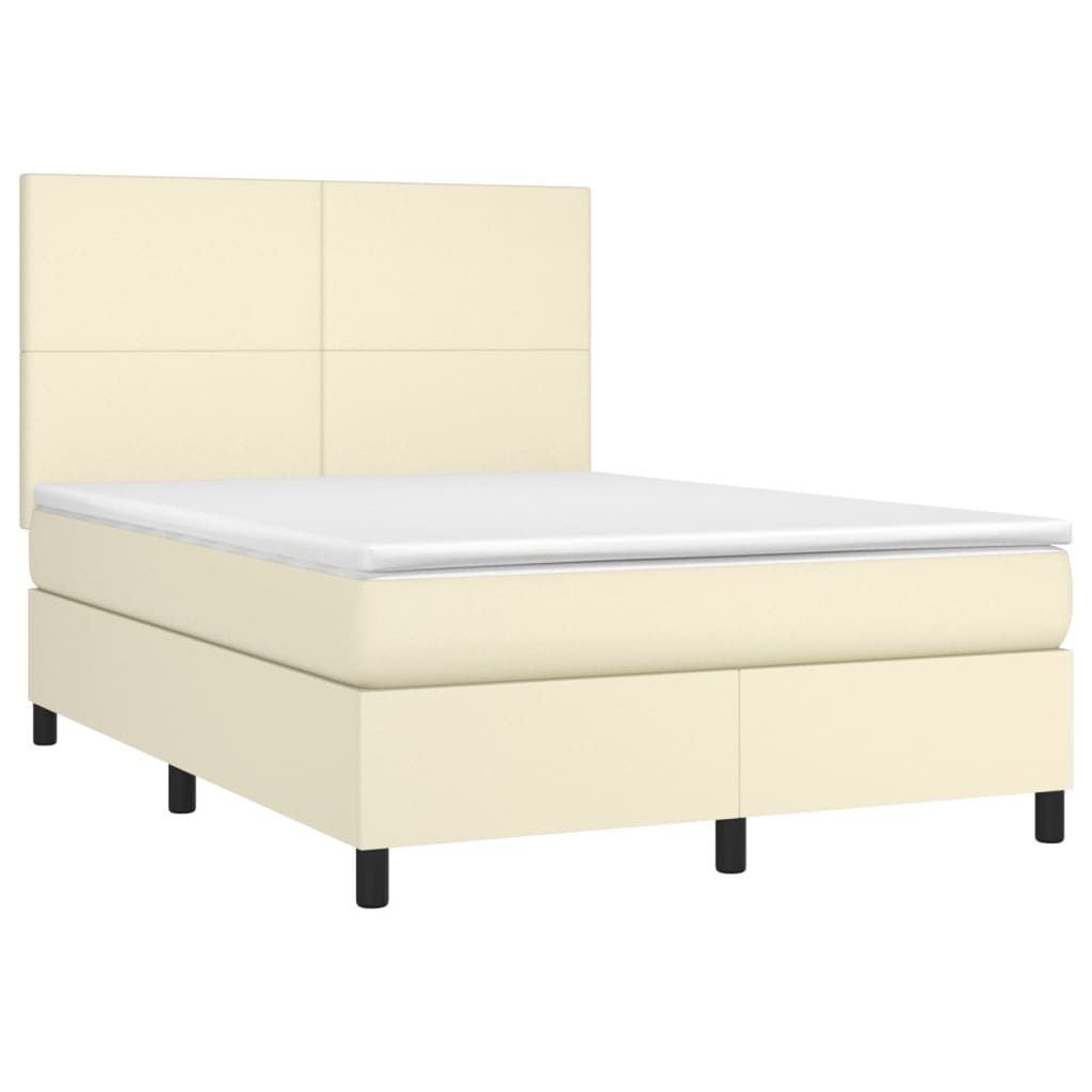 Sommier à lattes de lit avec matelas et LED Crème 140x190 cm - XIOS