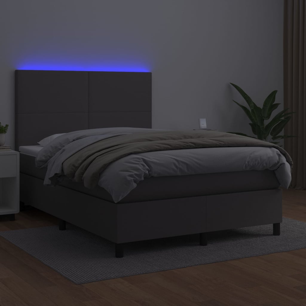 Sommier à lattes de lit avec matelas et LED Gris 140x190 cm - XIOS