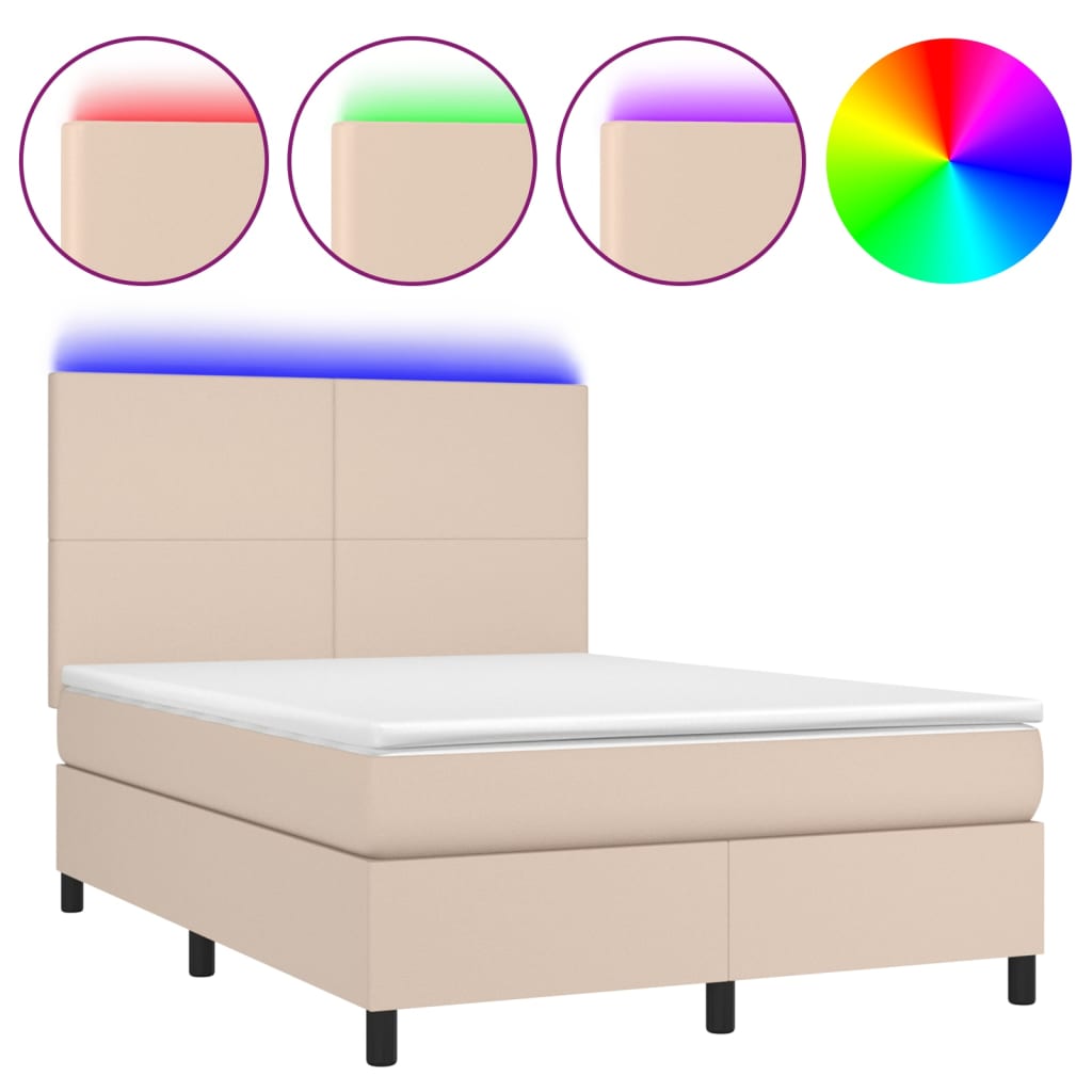 Sommier à lattes de lit avec matelas LED Cappuccino 140x200 cm - XIOS