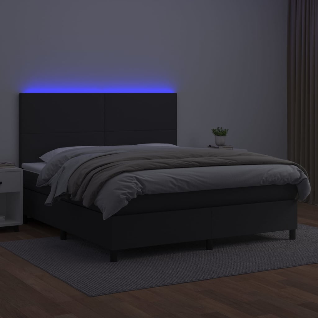 Sommier à lattes de lit avec matelas et LED Noir 160x200 cm - XIOS