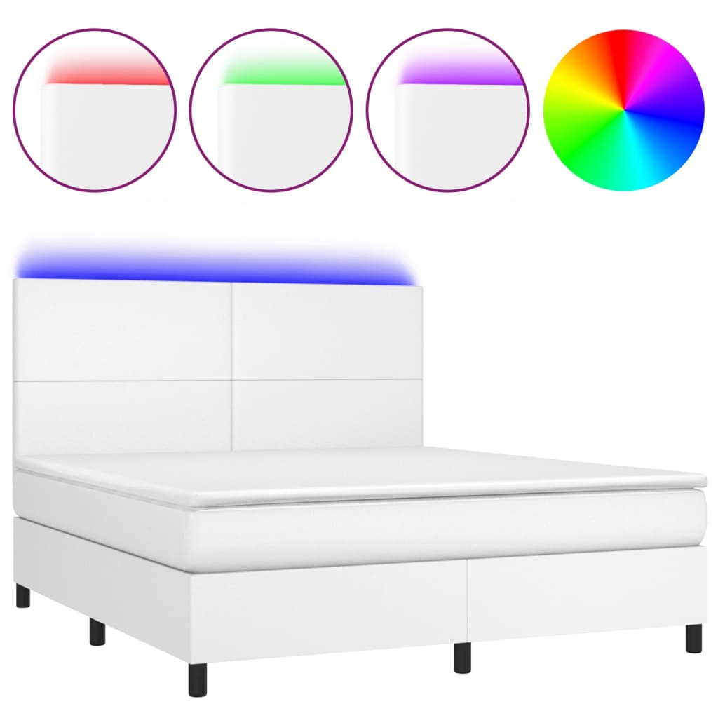 Sommier à lattes de lit avec matelas et LED Blanc 160x200 cm - XIOS