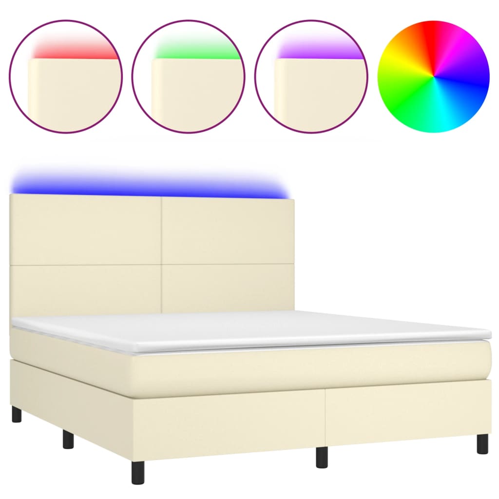 Sommier à lattes de lit avec matelas et LED Crème 180x200 cm - XIOS