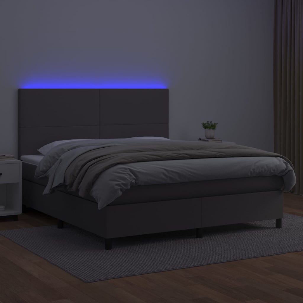 Sommier à lattes de lit avec matelas et LED Gris 180x200 cm - XIOS