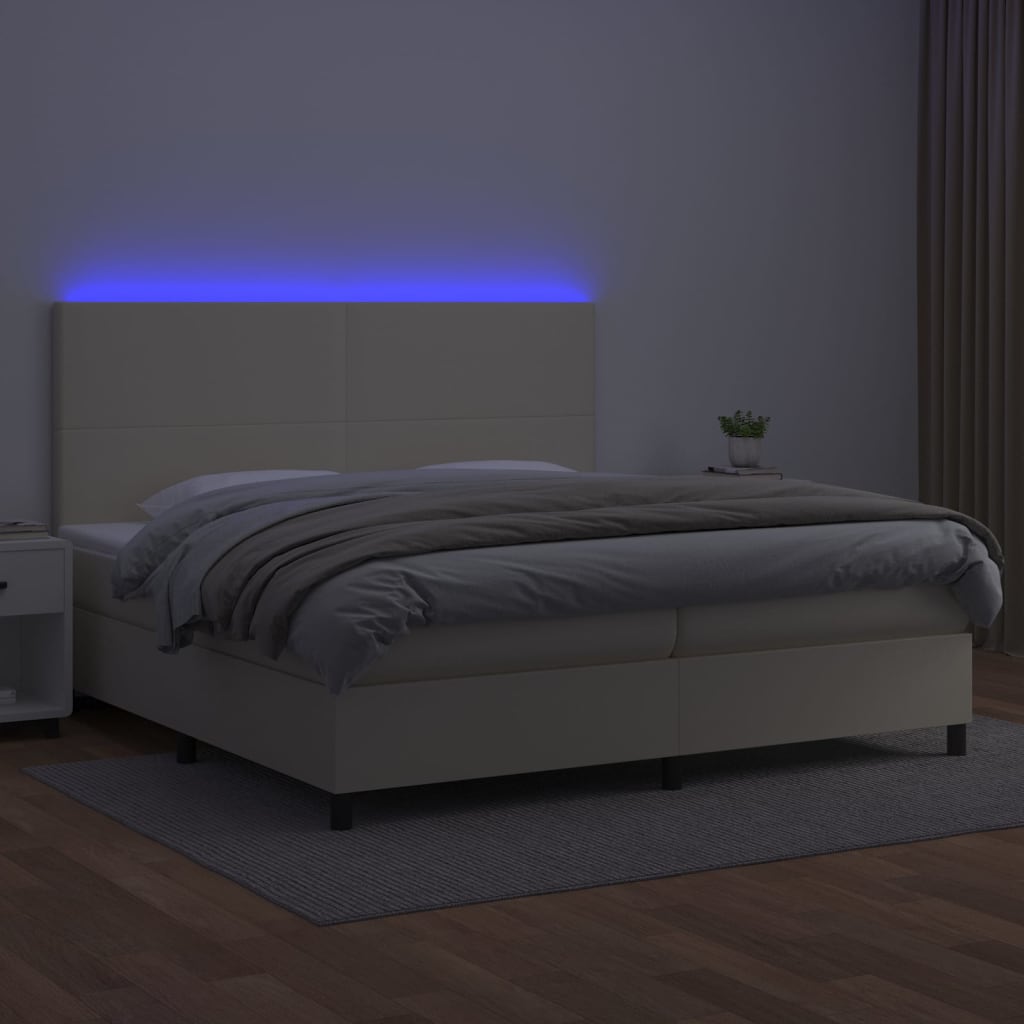 Sommier à lattes de lit avec matelas et LED Crème 200x200 cm - XIOS