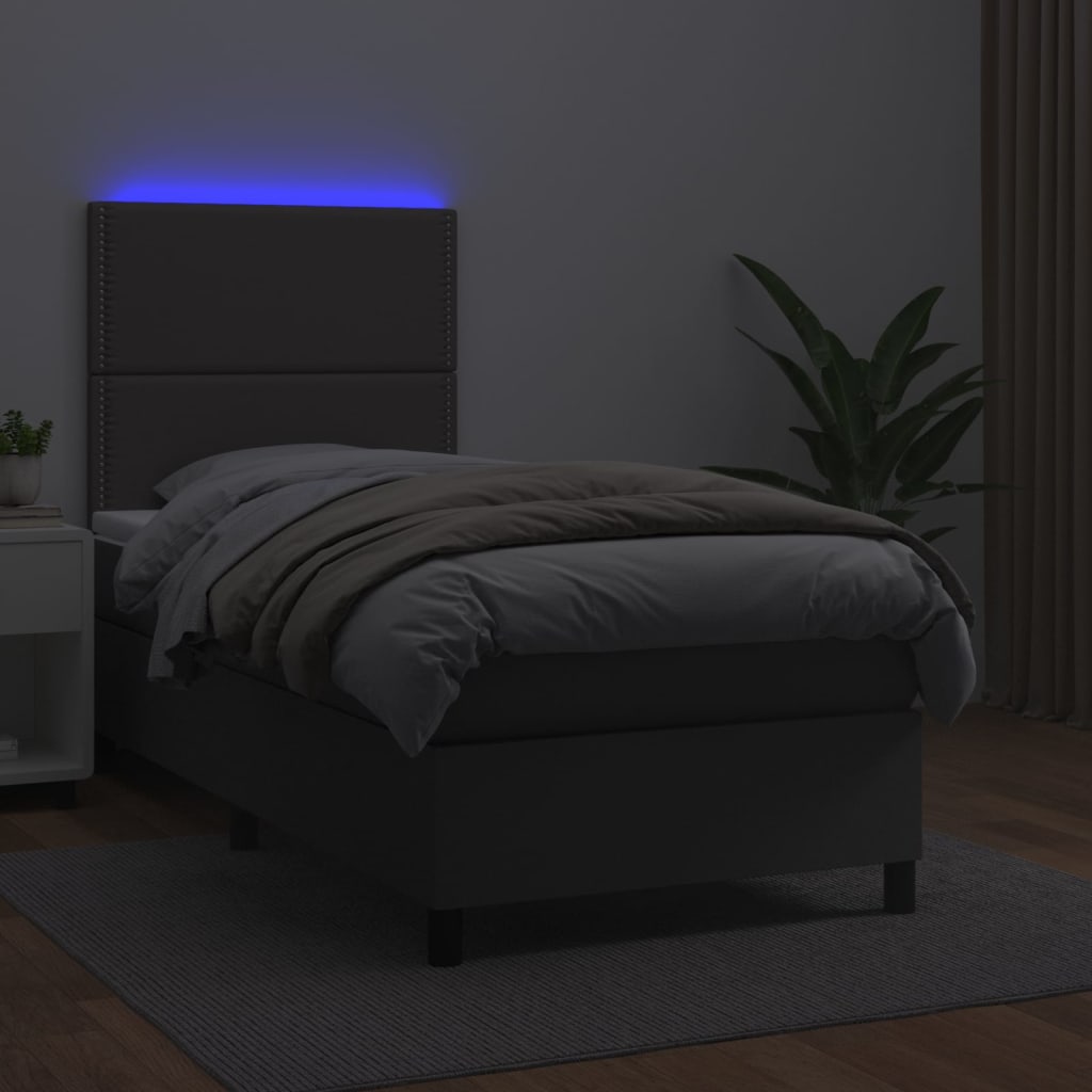 Sommier à lattes de lit avec matelas et LED Gris 90x200 cm - XIOS