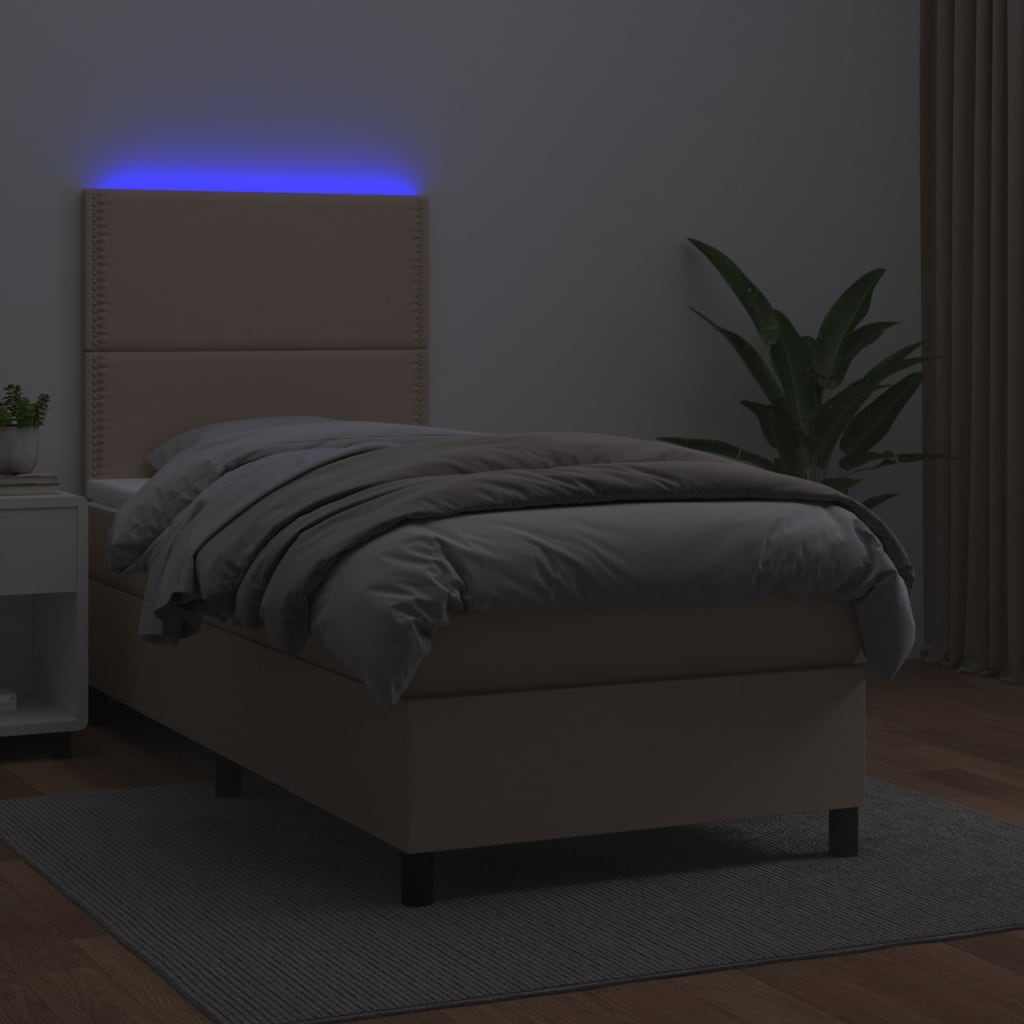 Sommier à lattes de lit avec matelas et LED Cappuccino 90x200cm - XIOS