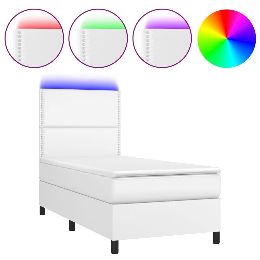 Sommier à lattes de lit avec matelas et LED Blanc 100x200 cm - XIOS