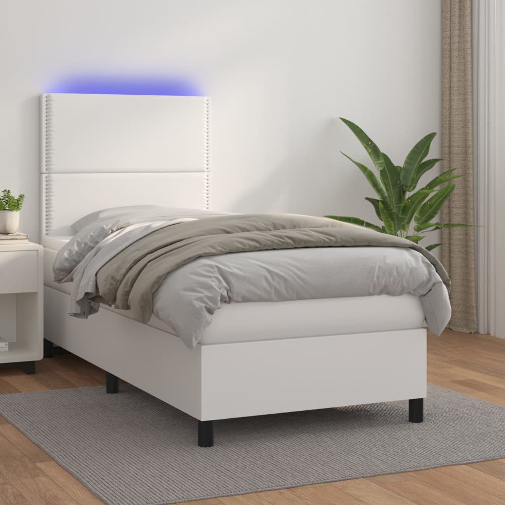 Sommier à lattes de lit avec matelas et LED Blanc 100x200 cm - XIOS