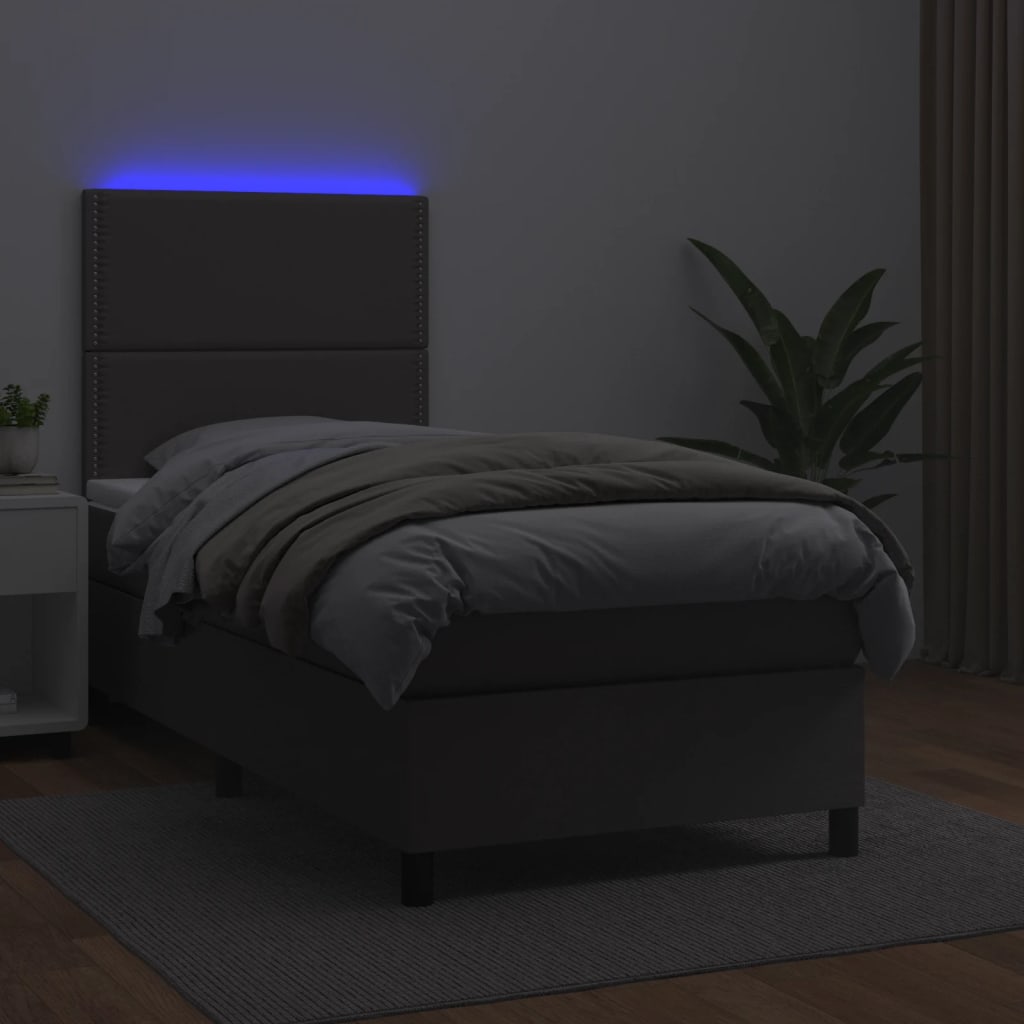 Sommier à lattes de lit avec matelas et LED Gris 100x200 cm - XIOS