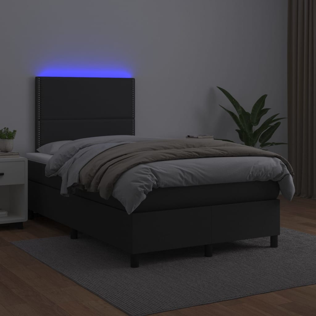 Sommier à lattes de lit avec matelas et LED Noir 120x200 cm - XIOS