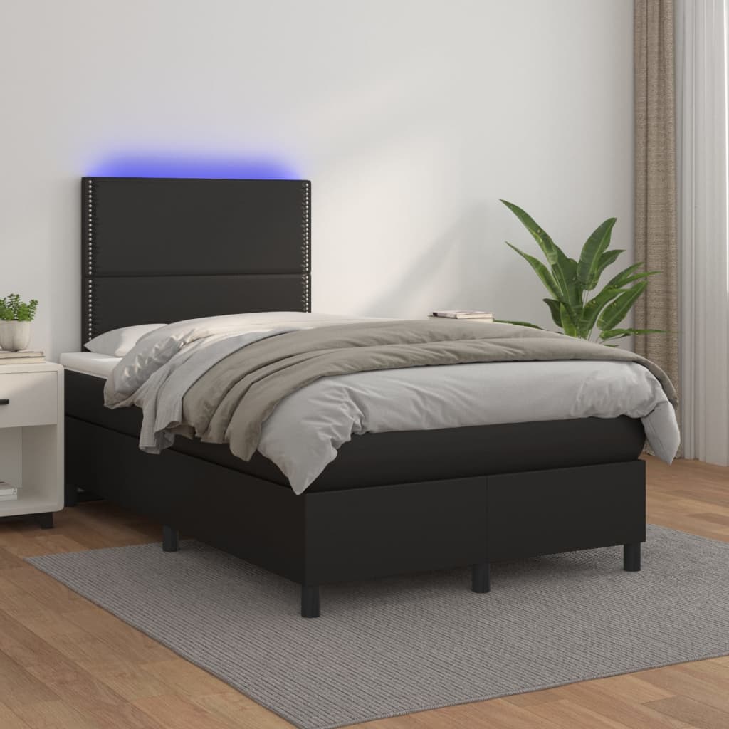 Sommier à lattes de lit avec matelas et LED Noir 120x200 cm - XIOS