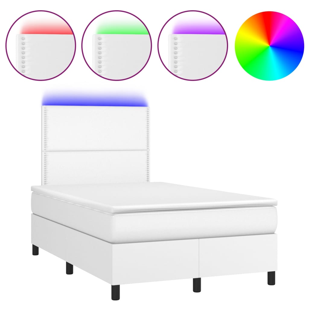 Sommier à lattes de lit avec matelas et LED Blanc 120x200 cm - XIOS