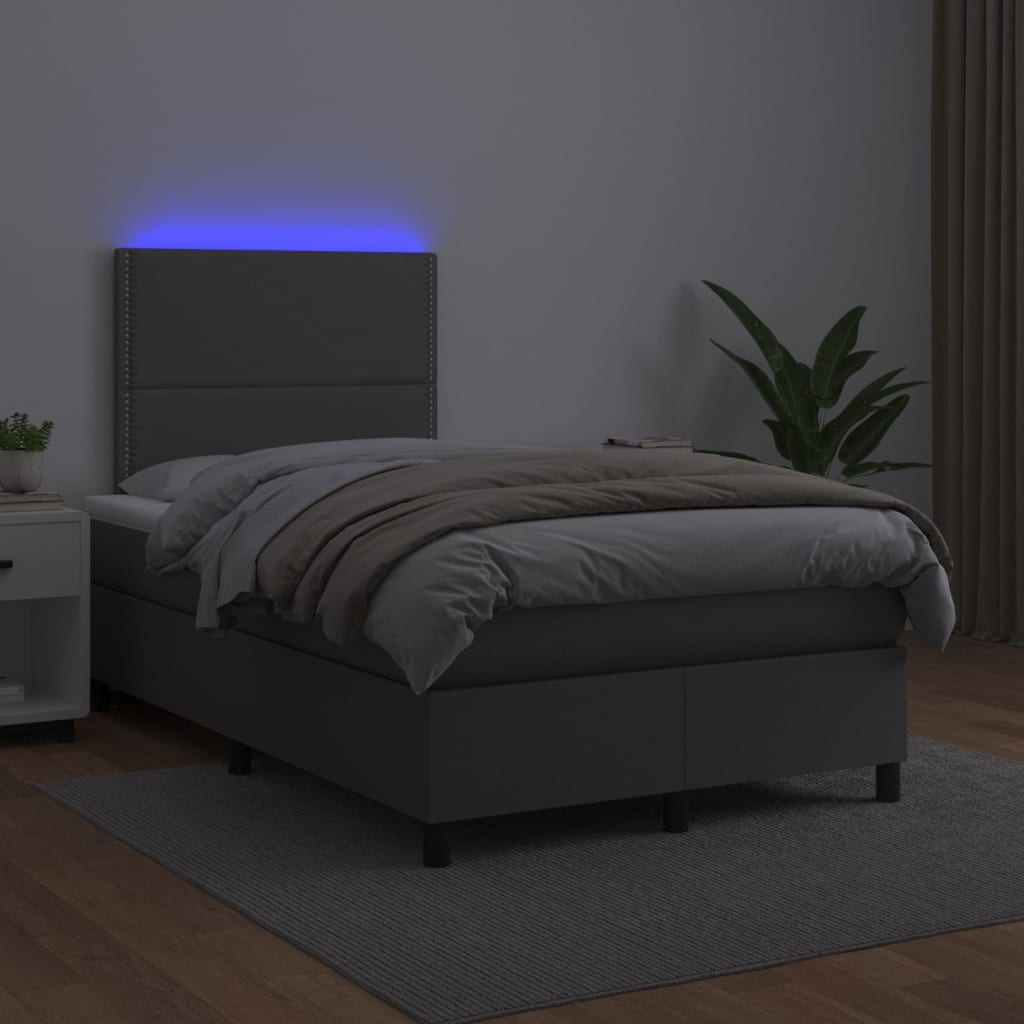 Sommier à lattes de lit avec matelas et LED Gris 120x200 cm - XIOS