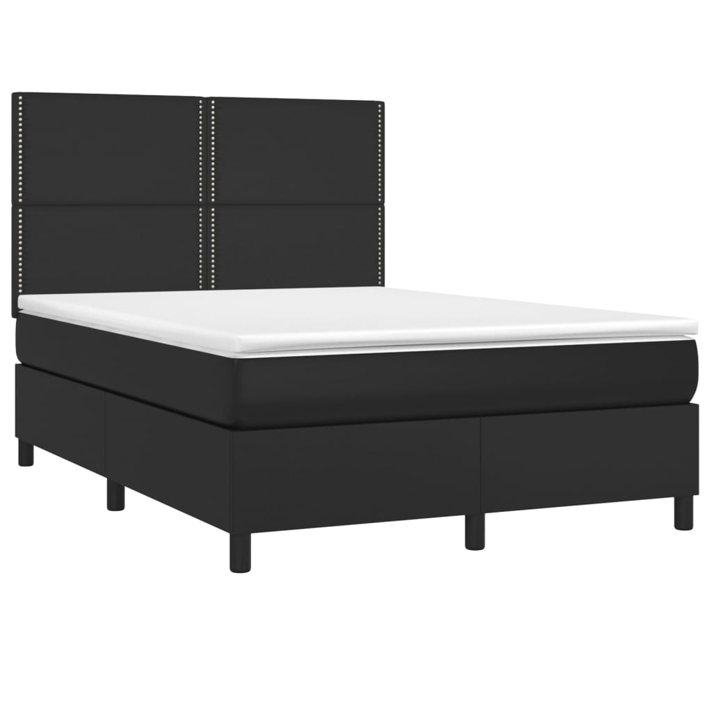Sommier à lattes de lit avec matelas et LED Noir 140x190 cm - XIOS