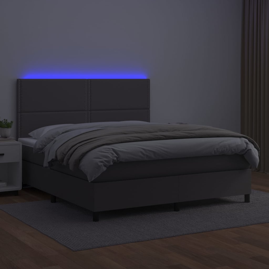 Sommier à lattes de lit avec matelas et LED Gris 140x190 cm - XIOS
