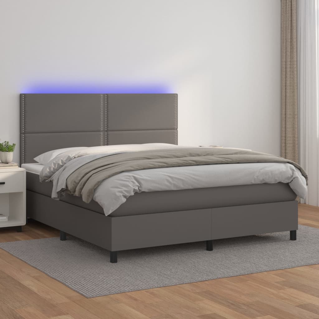 Sommier à lattes de lit avec matelas et LED Gris 140x190 cm - XIOS