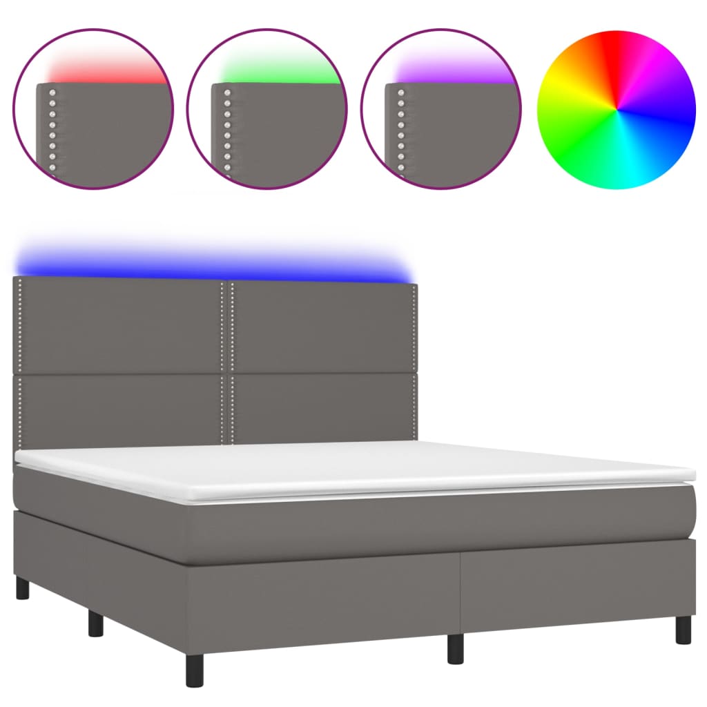 Sommier à lattes de lit avec matelas et LED Gris 180x200 cm - XIOS