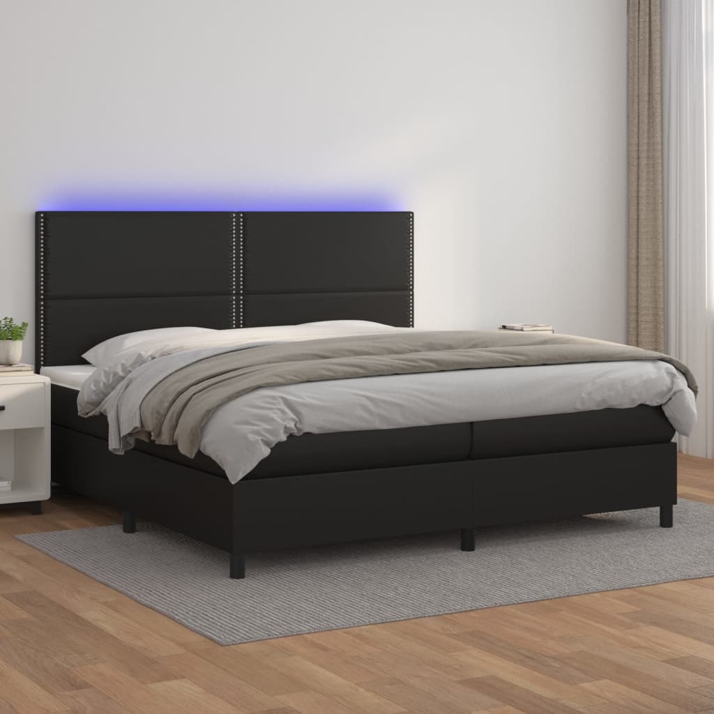 Sommier à lattes de lit avec matelas et LED Noir 200x200 cm - XIOS